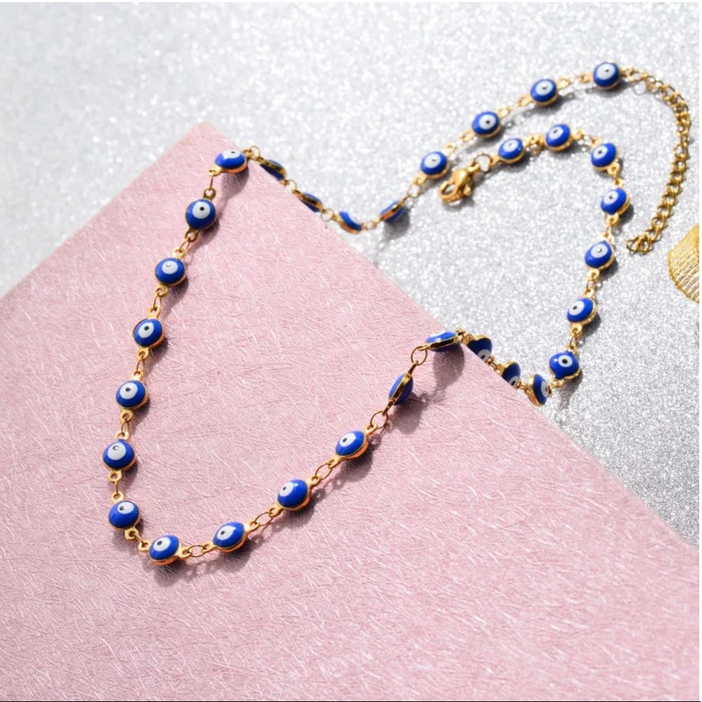 🆕 Evil blue eye necklace pendant gold plated